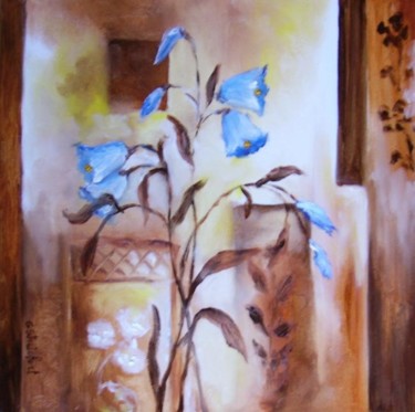 Peinture intitulée "les clochettes bleu…" par Géraldine Streichert, Œuvre d'art originale, Huile