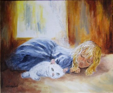 Peinture intitulée "MITSOU, mon  chat" par Géraldine Streichert, Œuvre d'art originale, Huile