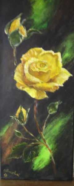 Peinture intitulée "la rose jaune" par Géraldine Streichert, Œuvre d'art originale, Huile