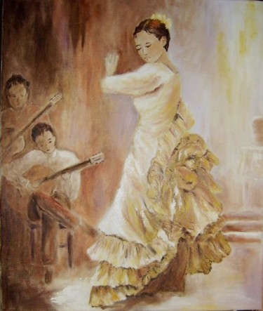 Peinture intitulée "flamenco" par Géraldine Streichert, Œuvre d'art originale, Huile