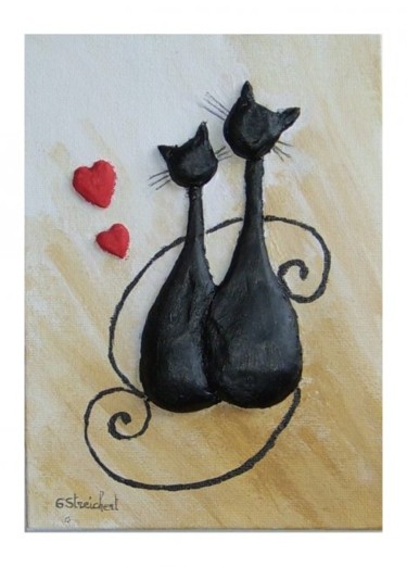 Peinture intitulée "les chats" par Géraldine Streichert, Œuvre d'art originale, Huile