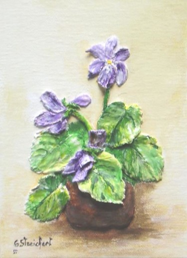 Peinture intitulée "les violettes" par Géraldine Streichert, Œuvre d'art originale, Huile