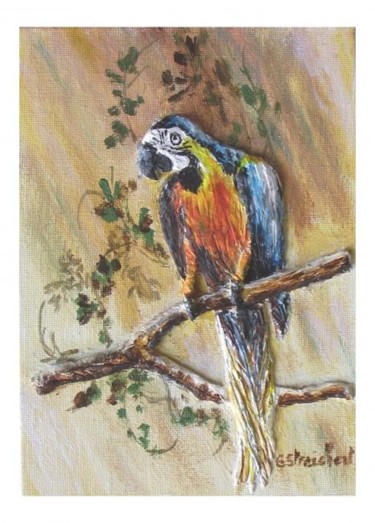 Peinture intitulée "le perroquet" par Géraldine Streichert, Œuvre d'art originale, Huile