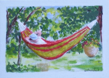 Peinture intitulée "la sieste" par Géraldine Streichert, Œuvre d'art originale, Huile