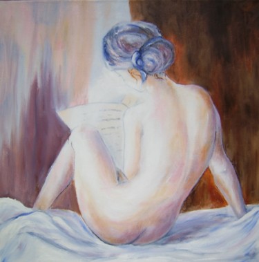 Peinture intitulée "la-lecture.jpg" par Géraldine Streichert, Œuvre d'art originale, Huile