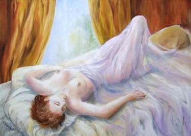 Peinture intitulée "la-sieste.jpg" par Géraldine Streichert, Œuvre d'art originale, Huile