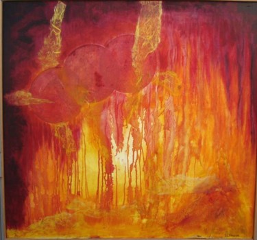 Painting titled "Blood Red Sunset" by Dr. Roseann Labrocca, Original Artwork