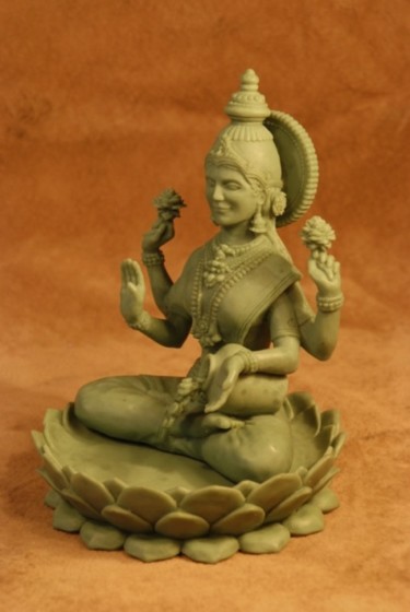 Скульптура под названием "богиня Лакшми" - Strix, Подлинное произведение искусства