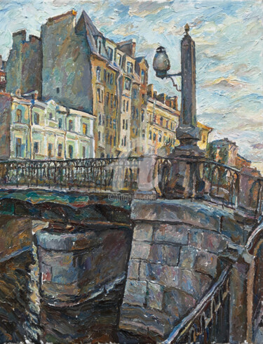 Painting titled "Griboyedov Canal, S…" by Leonid Stroganov, Original Artwork, Oil