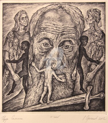 Prenten & gravures getiteld "Solomon, the King" door Leonid Stroganov, Origineel Kunstwerk, Anders