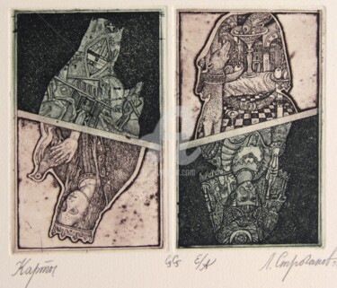 Prenten & gravures getiteld "Playing cards II" door Leonid Stroganov, Origineel Kunstwerk, Ets