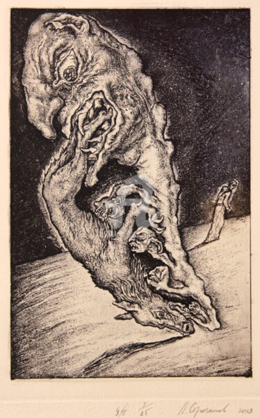 Incisioni, stampe intitolato "Wrath. Series Seven…" da Leonid Stroganov, Opera d'arte originale, Acquaforte