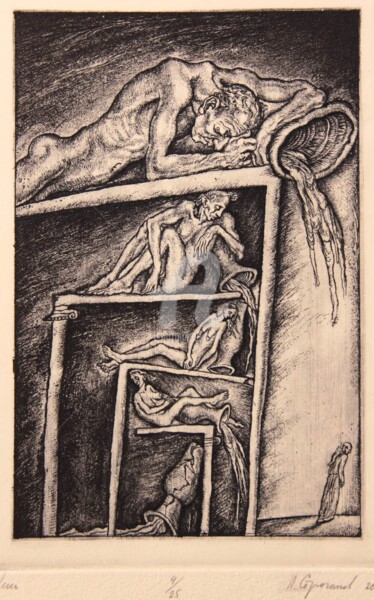 Incisioni, stampe intitolato "Sloth. Series Seven…" da Leonid Stroganov, Opera d'arte originale, Acquaforte