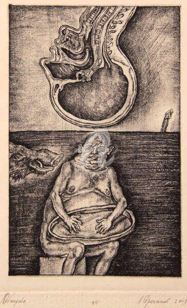 Printmaking titled "Gluttony. Series Se…" by Leonid Stroganov, Original Artwork, Etching