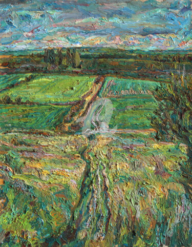 Pittura intitolato "Fields" da Leonid Stroganov, Opera d'arte originale, Olio