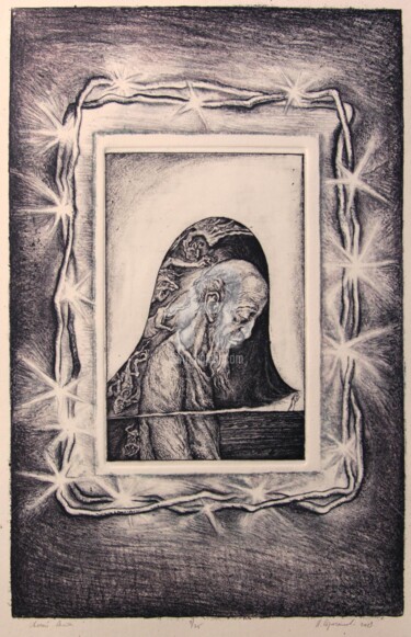 Druckgrafik mit dem Titel "Saint Antonius. Ser…" von Leonid Stroganov, Original-Kunstwerk, Radierung