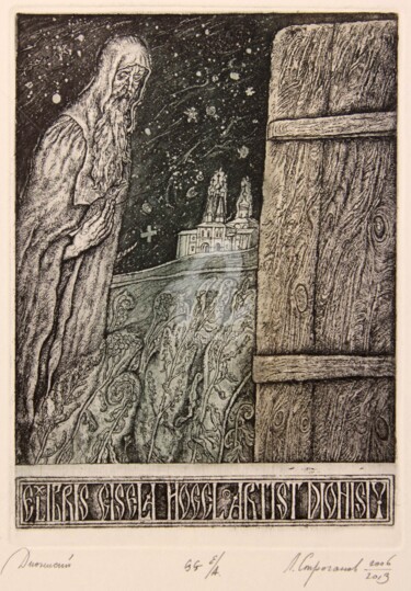 Druckgrafik mit dem Titel "Dionisius" von Leonid Stroganov, Original-Kunstwerk, Radierung