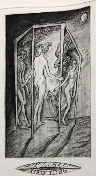 Prenten & gravures getiteld "Three Graces. Ex Li…" door Leonid Stroganov, Origineel Kunstwerk, Ets