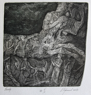 Printmaking titled "Centaur" by Leonid Stroganov, Original Artwork, Etching