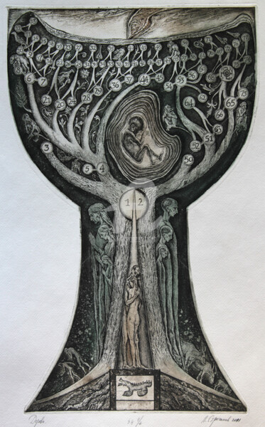 印花与版画 标题为“Family Tree” 由Leonid Stroganov, 原创艺术品, 蚀刻