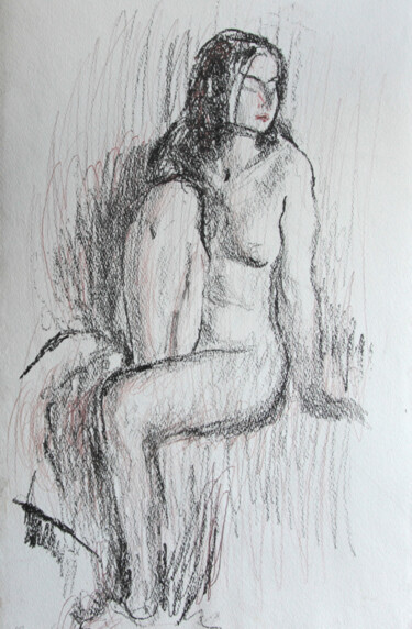 Drawing titled "Nude girl. Drawing" by Leonid Stroganov, Original Artwork, Pastel