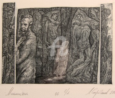 Obrazy i ryciny zatytułowany „Michelandgelo” autorstwa Leonid Stroganov, Oryginalna praca, Akwaforta