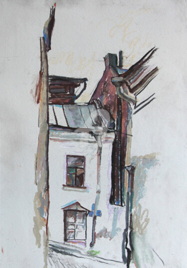 Dessin intitulée "Old street" par Leonid Stroganov, Œuvre d'art originale, Pastel