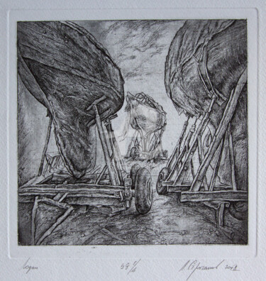 Gravures & estampes intitulée "Boats" par Leonid Stroganov, Œuvre d'art originale, Eau-forte