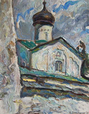 Картина под названием "Pskov" - Leonid Stroganov, Подлинное произведение искусства, Масло