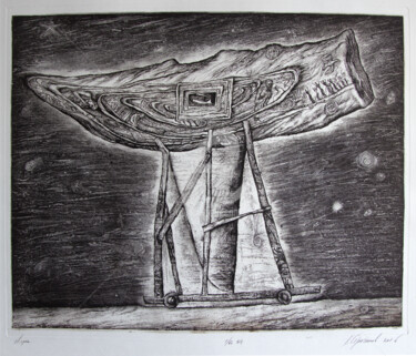Impressões e gravuras intitulada "Boat" por Leonid Stroganov, Obras de arte originais, Água forte