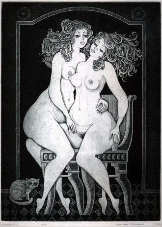 Отпечатки и Гравюры под названием "GIRLFRIENDS" - Sergei Trubin, Подлинное произведение искусства, Травление