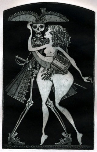 Отпечатки и Гравюры под названием "GIRL AND DEATH" - Sergei Trubin, Подлинное произведение искусства, Травление