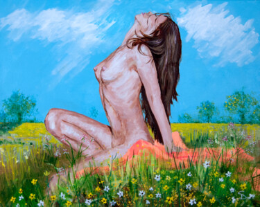 Painting titled "Buttercups And Dais…" by Stuart Dalby, Original Artwork, Acrylic