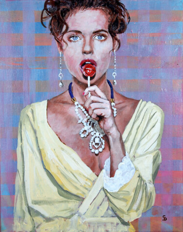 Painting titled "Lolly Pop Lady" by Stuart Dalby, Original Artwork, Acrylic