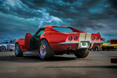 Fotografía titulada "Red Corvette" por Stuart Row, Obra de arte original, Fotografía manipulada