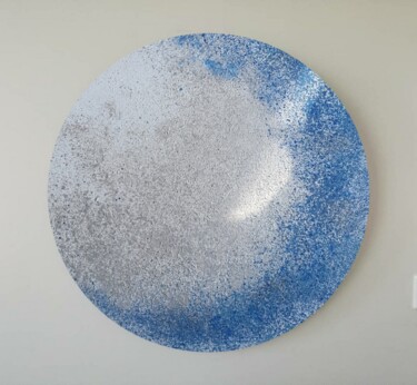 Painting titled "BLUE METALLIC MOON…" by Studia_anais, Original Artwork, Acrylic