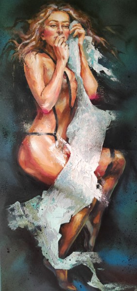 Картина под названием "Она живая" - Варвара Долматова, Подлинное произведение искусства, Масло Установлен на Деревянная рама…
