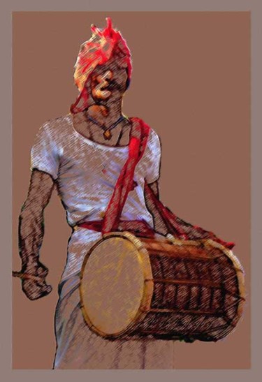 Digital Arts titled "Drummer" by Studiocosmicmandala, Original Artwork, Digital Painting