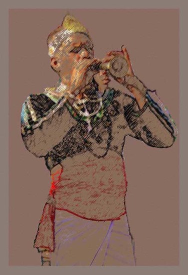 Digital Arts titled "Musician" by Studiocosmicmandala, Original Artwork, Digital Painting