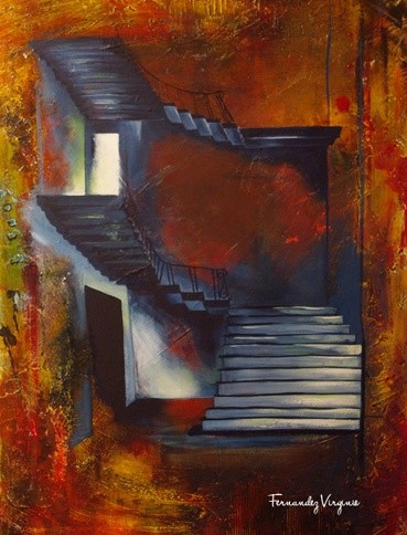 Peinture intitulée "Escalierise" par Studio De Virginie, Œuvre d'art originale, Huile