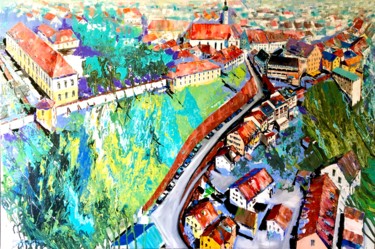 Malerei mit dem Titel "DACHAU TOP VIEW" von Tadeusz Stupka, Original-Kunstwerk, Acryl