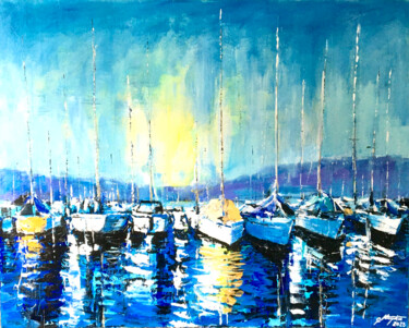 Painting titled "BOOTE" by Tadeusz Stupka, Original Artwork, Acrylic Mounted on Wood Stretcher frame