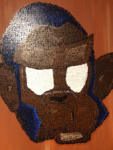 Pintura intitulada "Pixelmonkey" por Stvdbs, Obras de arte originais, Óleo Montado em Armação em madeira