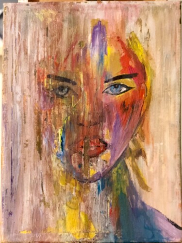 Painting titled "Portrait femme" by Stvdbs, Original Artwork, Acrylic