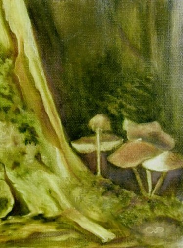 Painting titled "Mushroom sketch #2" by Su Yurewich, Original Artwork, Oil