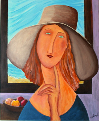Malerei mit dem Titel "Jeune fille" von Francois Suard, Original-Kunstwerk, Acryl
