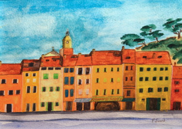 Painting titled "Saint Tropez" by Francois Suard, Original Artwork, Watercolor