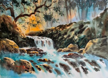 Painting titled "Symphony of Nature" by Subhajit Paul, Original Artwork, Watercolor