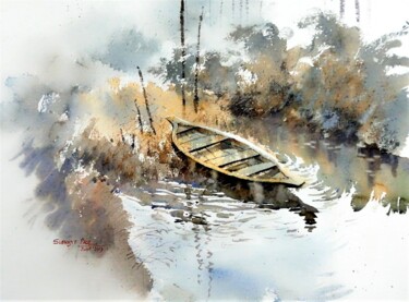 Painting titled "In Search of Silenc…" by Subhajit Paul, Original Artwork, Watercolor