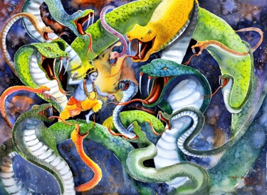 Malerei mit dem Titel "Kalia Daman 2" von Subhajit Paul, Original-Kunstwerk, Aquarell